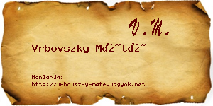 Vrbovszky Máté névjegykártya